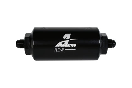 Aeromotive 10 Micron Black Fuel Filter with Male AN Ports & Microglass Element