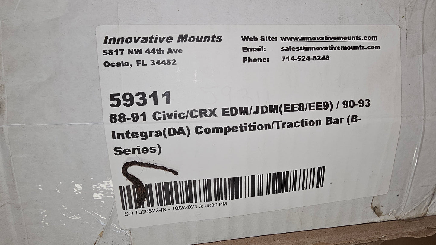 New! 90-93 Integra 88-91 Civic/CRX Jdm/Edm Competition/Traction Bar Stock B Series Innovative Mounts