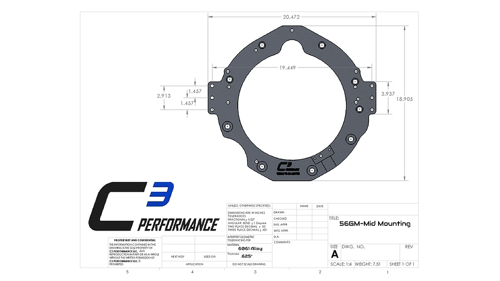 C3 Performance VK56 to GM Mid-Mount Transmission Adapter Kit